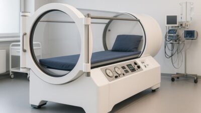 Medical-grade hyperbaric oxygen therapy chamber in a Troy, Michigan healthcare facility
