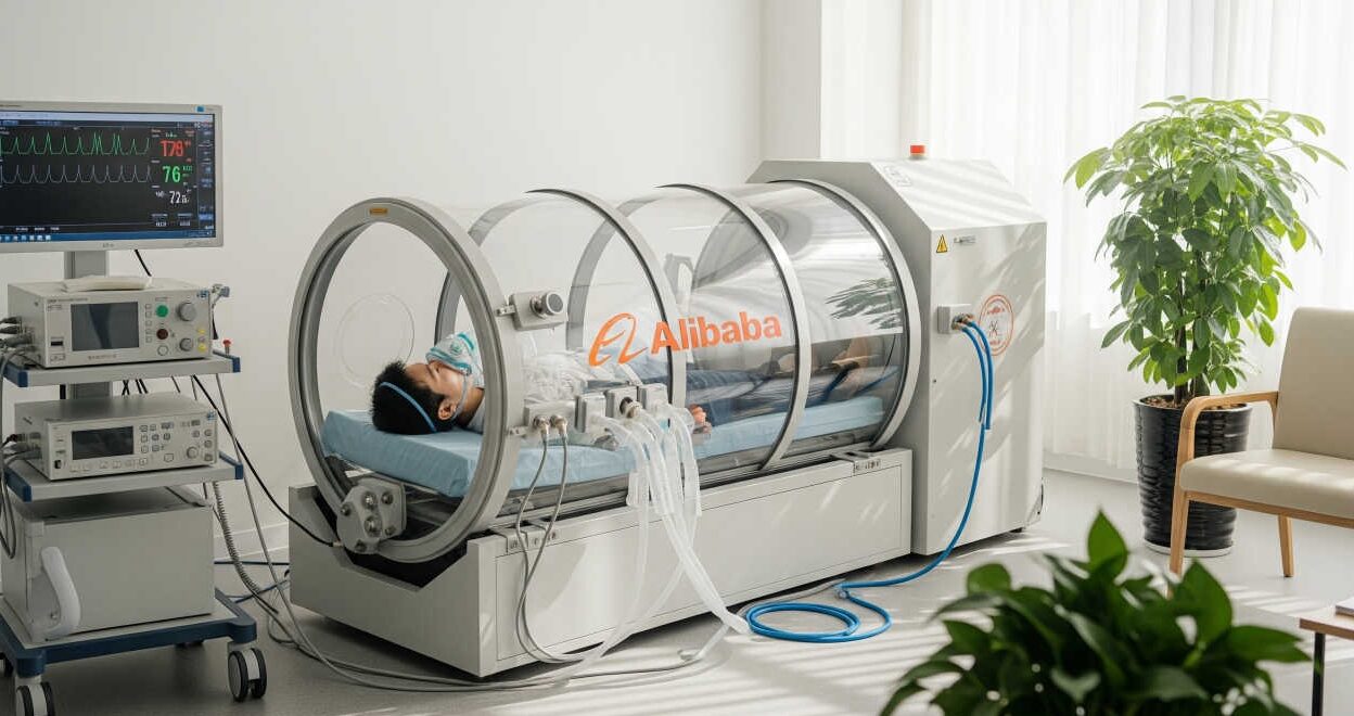alibaba hyperbaric chamber with a patient in it