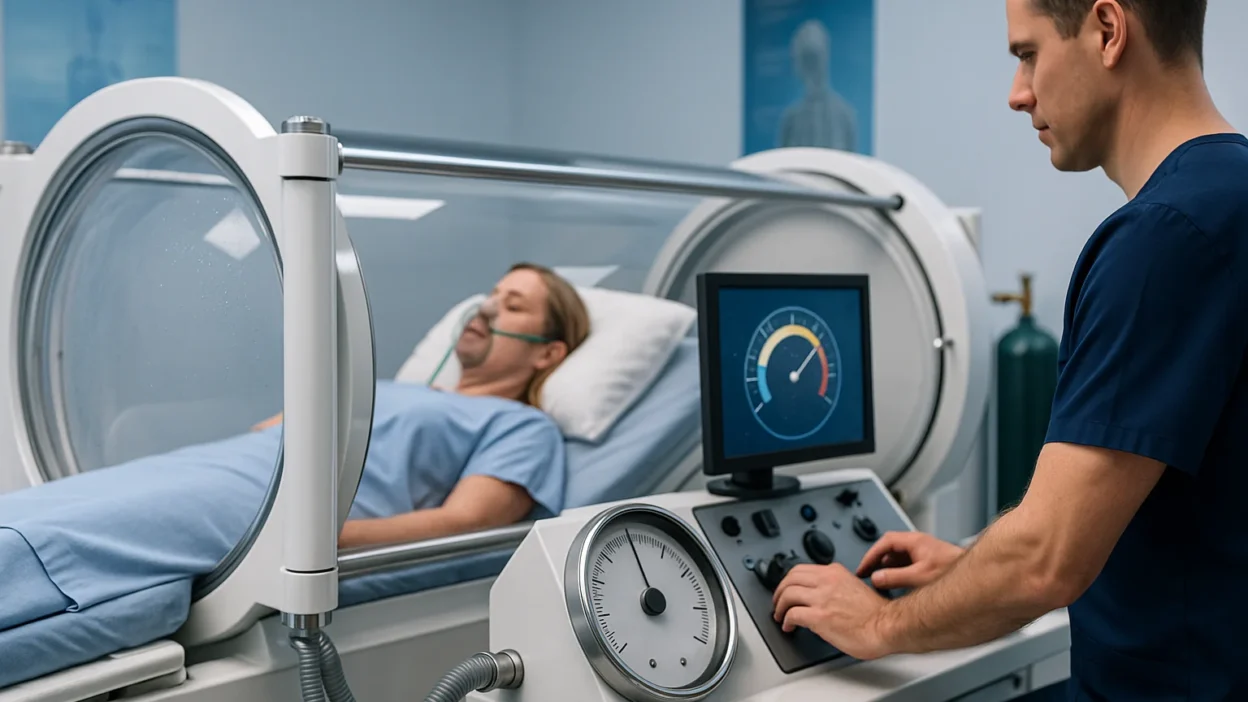 ata hbot therapy being suoervised in a clinic.