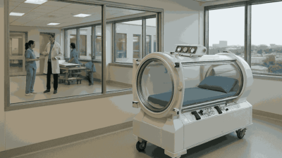 A modern Hyperbaric Chamber Townsville Benefits unit in a hospital room, with medical staff conversing and attending to a patient in the background.
