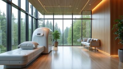 Hyperbaric oxygen therapy chamber at a clinic in Seattle, Washington