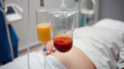 Patient receiving intravenous ozone therapy for Lyme disease in integrative medicine clinic